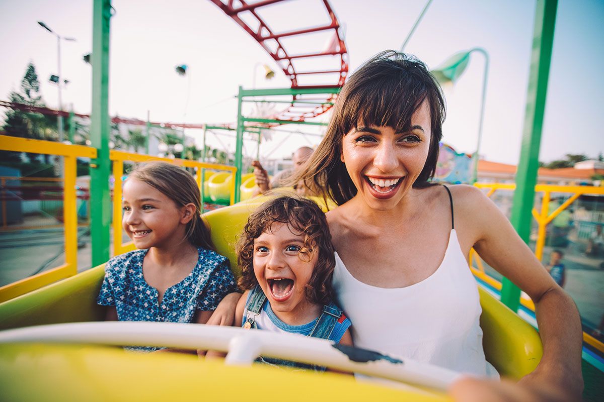 family at a theme park