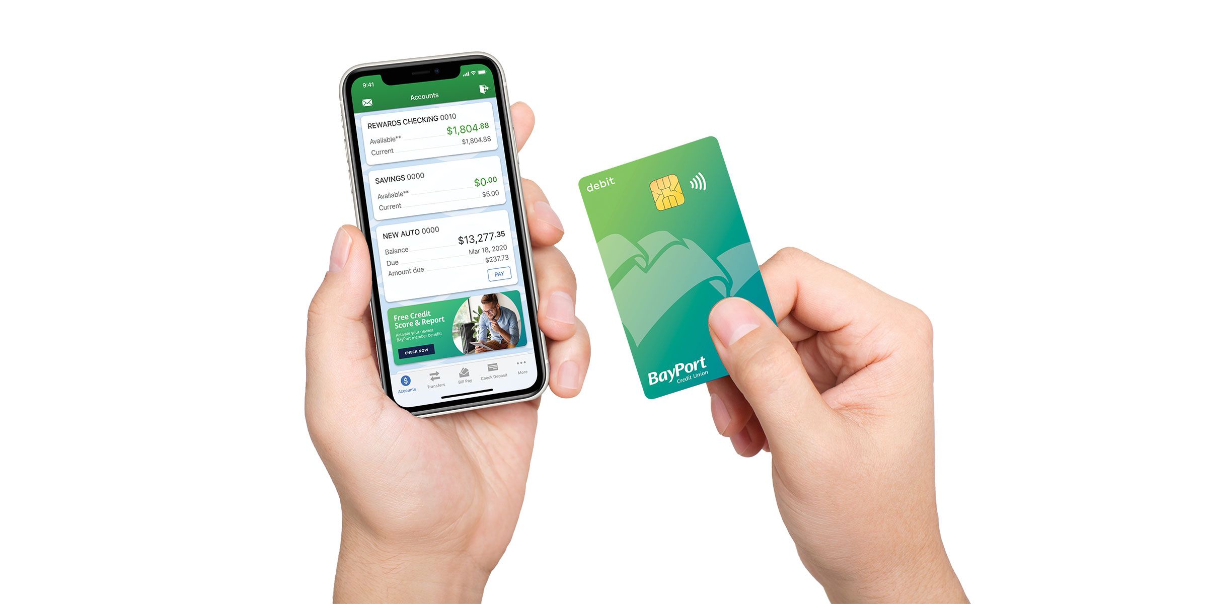 mobile banking and BayPort debit card